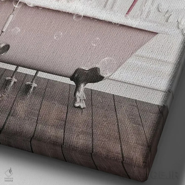 تابلو دکوراتیو فلامینگو در حمام اثر جوفری فیلیپ - نمای نزدیک بافت بوم