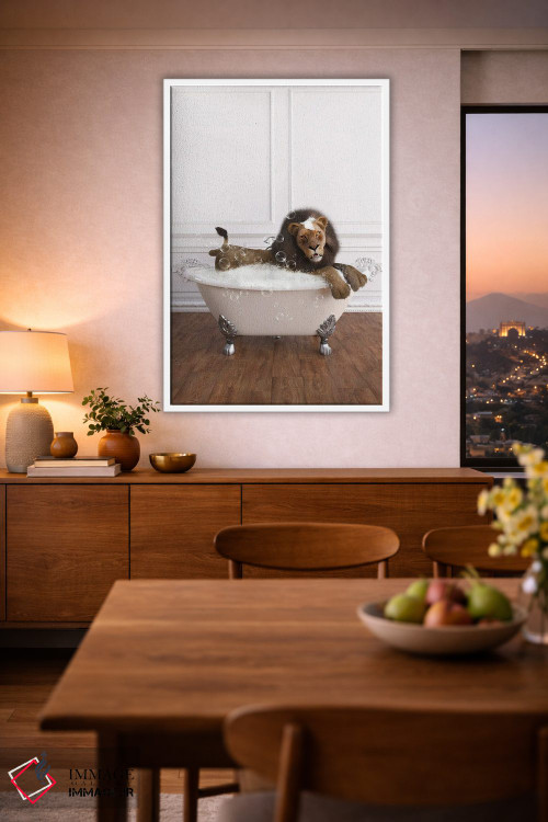 تابلو دکوراتیو شیر در حمام اثر جوفری فیلیپ - D2W