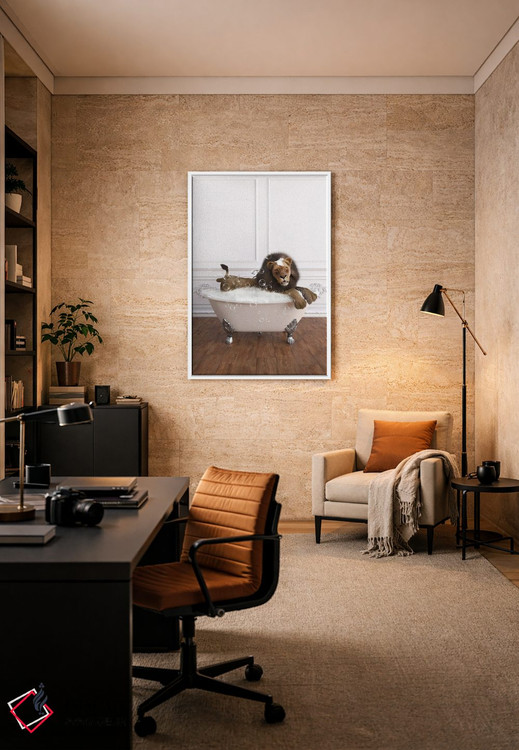 تابلو دکوراتیو شیر در حمام اثر جوفری فیلیپ - D6W