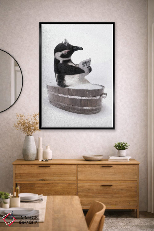 تابلو دکوراتیو پنگوئن در وان چوبی اثر جوفری فیلیپ - D1B