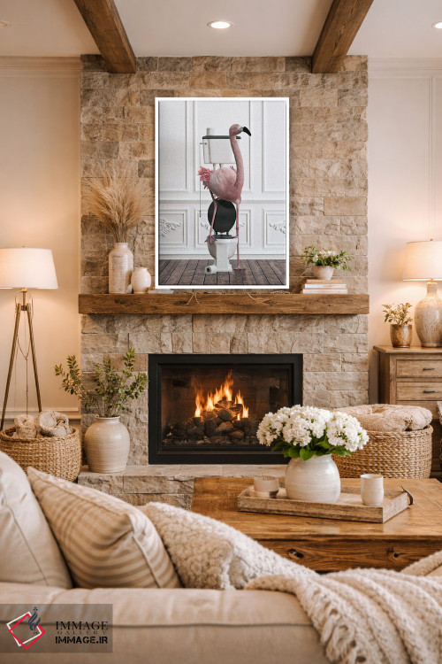 تابلو دکوراتیو فلامینگو در دستشویی اثر جوفری فیلیپ - D1W