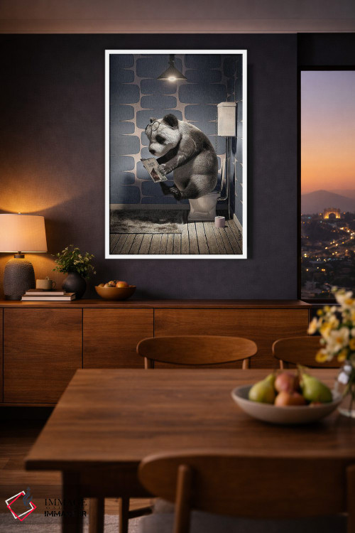 تابلو دکوراتیو پاندا روی دستشویی اثر جوفری فیلیپ - D2W