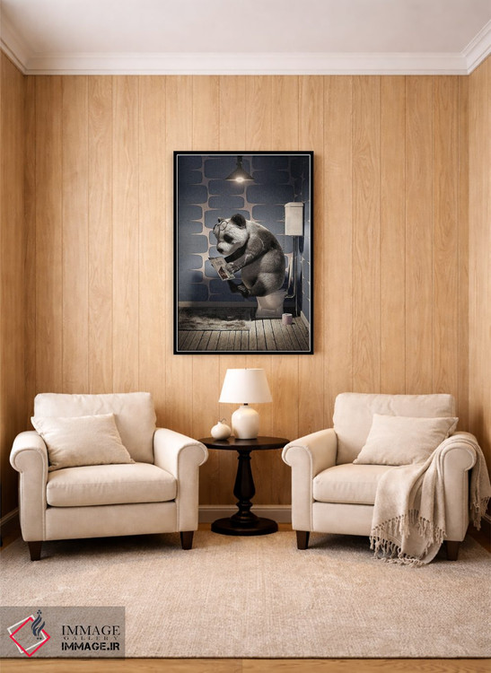 تابلو دکوراتیو پاندا روی دستشویی اثر جوفری فیلیپ - D4B