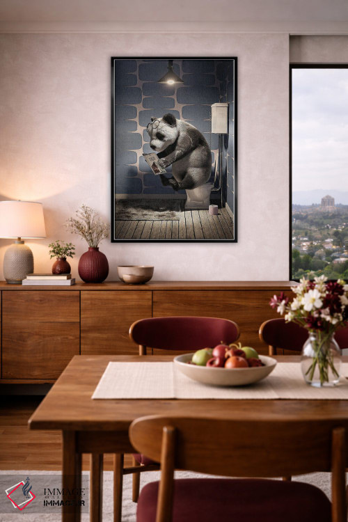 تابلو دکوراتیو پاندا روی دستشویی اثر جوفری فیلیپ - D5B