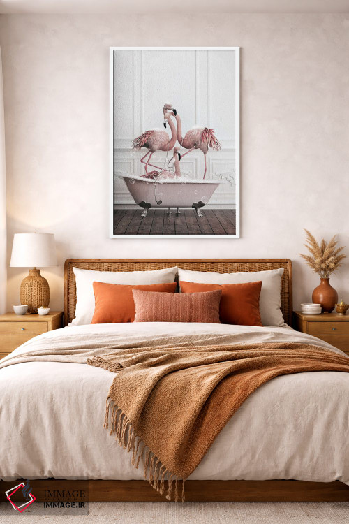 تابلو دکوراتیو فلامینگو در حمام اثر جوفری فیلیپ - D3W