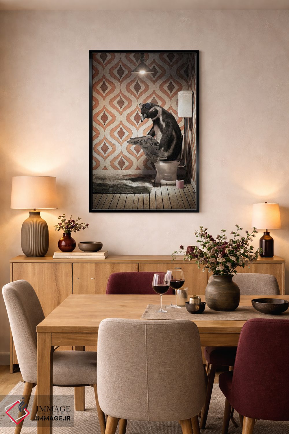 تابلو دکوراتیو پنگوئن روی دستشویی اثر جوفری فیلیپ - D5B