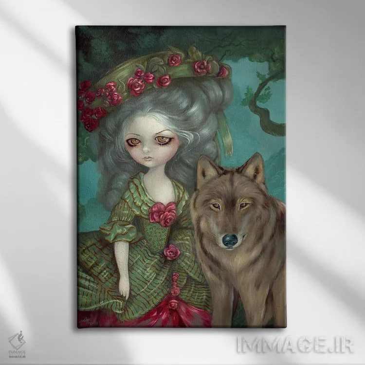 تابلو دکوراتیو گرگینه در جنگل اثر جزمین بکت-گریفیت - نمای روبهرو روی دیوار