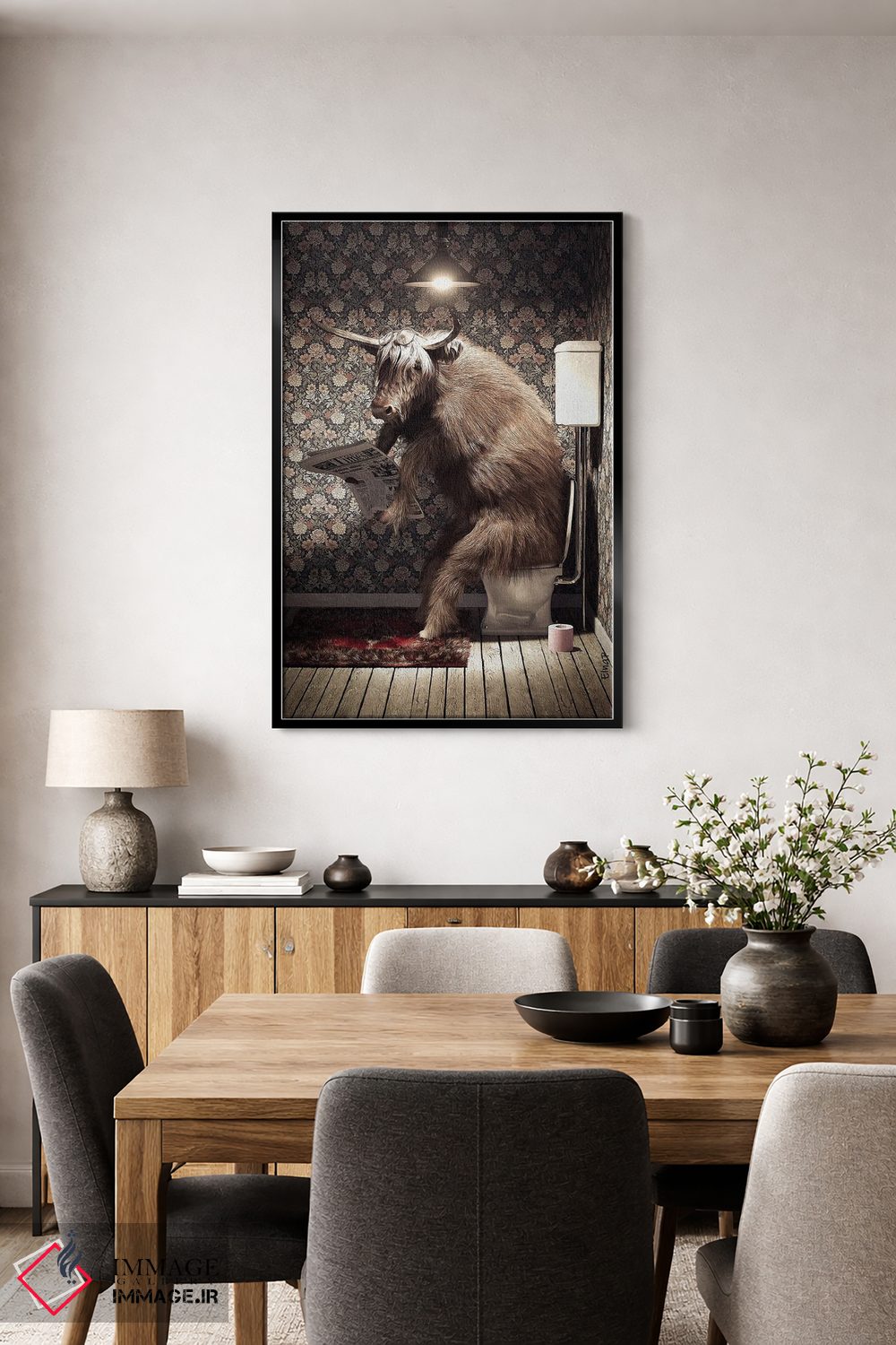 تابلو دکوراتیو گاو ارتفاعات اسکاتلند روی دستشویی اثر جوفری فیلیپ - D4B