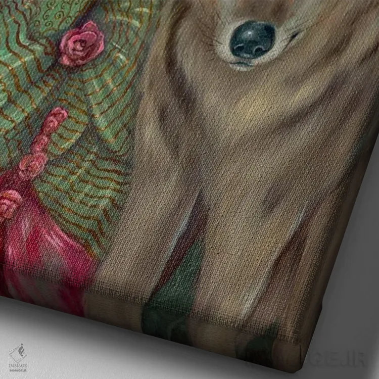 تابلو دکوراتیو گرگینه در جنگل اثر جزمین بکت-گریفیت - نمای نزدیک بافت بوم