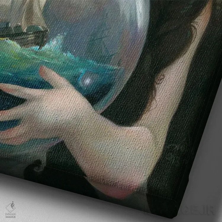 تابلو دکوراتیو نمای دریایی در کهکشان کوچک اثر جزمین بکت-گریفیت - نمای نزدیک بافت بوم