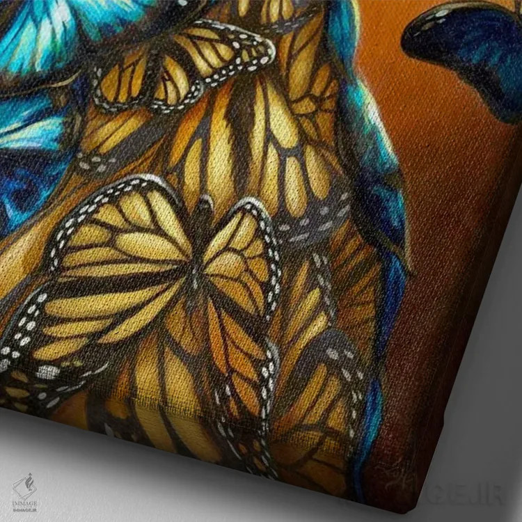تابلو دکوراتیو پادشاه یا پادشاه پروانه ها اثر جزمین بکت-گریفیت - نمای نزدیک بافت بوم