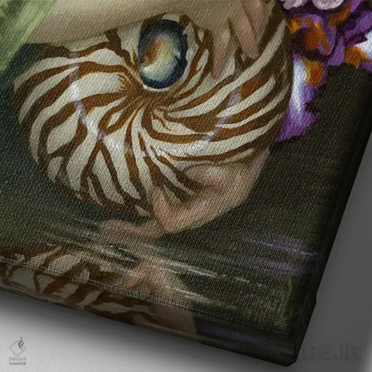 تابلو دکوراتیو دسته گل ناتیلوس اثر جزمین بکت-گریفیت - نمای نزدیک بافت بوم