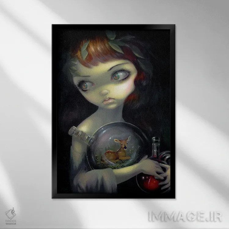 تابلو دکوراتیو آهوچه در کهکشان کوچک اثر جزمین بکت-گریفیت - نمای قابدار مشکی