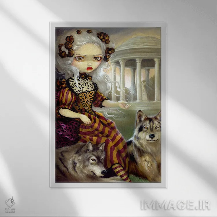 تابلو دکوراتیو گرگینه در معبد اثر جزمین بکت-گریفیت - نمای قابدار سفید