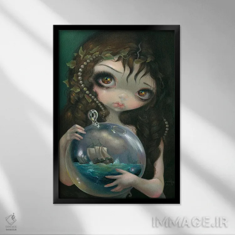 تابلو دکوراتیو نمای دریایی در کهکشان کوچک اثر جزمین بکت-گریفیت - نمای قابدار مشکی