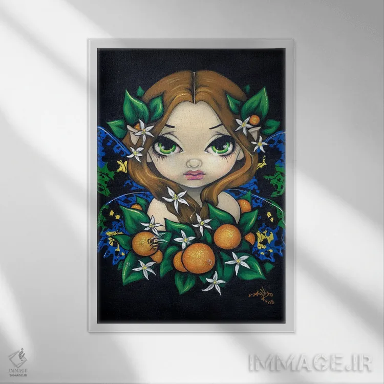 تابلو دکوراتیو فرشته شکوفه پرتقال اثر جزمین بکت-گریفیت - نمای قابدار سفید