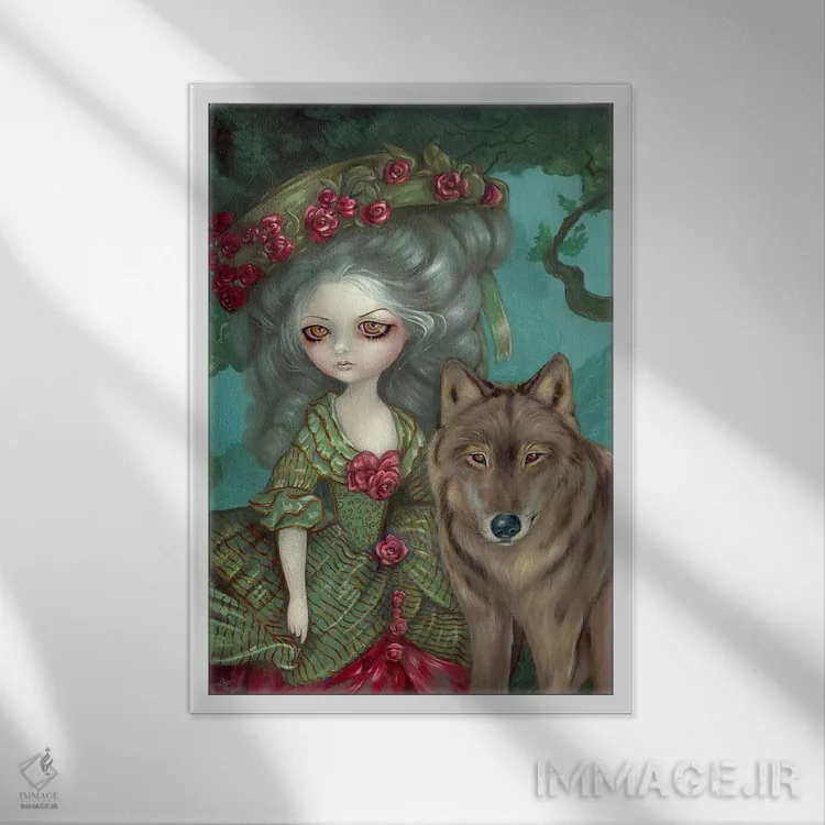 تابلو دکوراتیو گرگینه در جنگل اثر جزمین بکت-گریفیت - نمای قابدار سفید