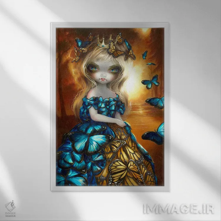 تابلو دکوراتیو پادشاه یا پادشاه پروانه ها اثر جزمین بکت-گریفیت - نمای قابدار سفید