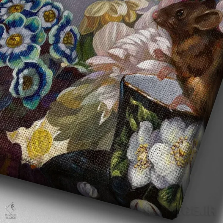 تابلو دکوراتیو آلیس با موش خواب آلود اثر جزمین بکت-گریفیت - نمای نزدیک بافت بوم