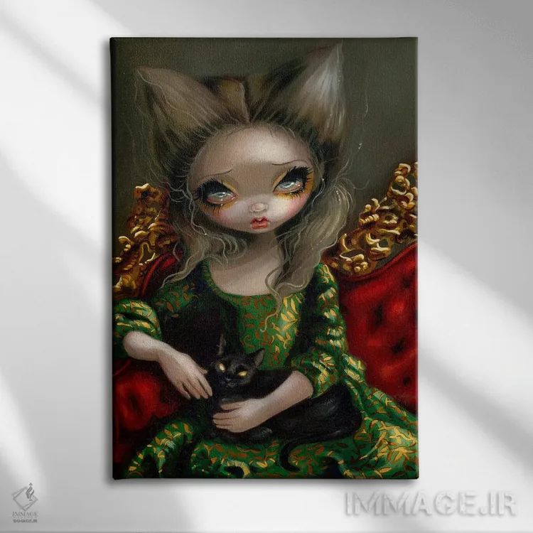 تابلو دکوراتیو شاهزاده با گربه سیاه اثر جزمین بکت-گریفیت - نمای روبهرو روی دیوار