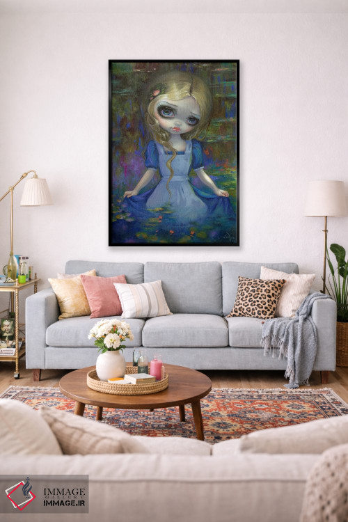 تابلو دکوراتیو آلیس در نیلوفرهای آبی مونه اثر جزمین بکت-گریفیت - D2B