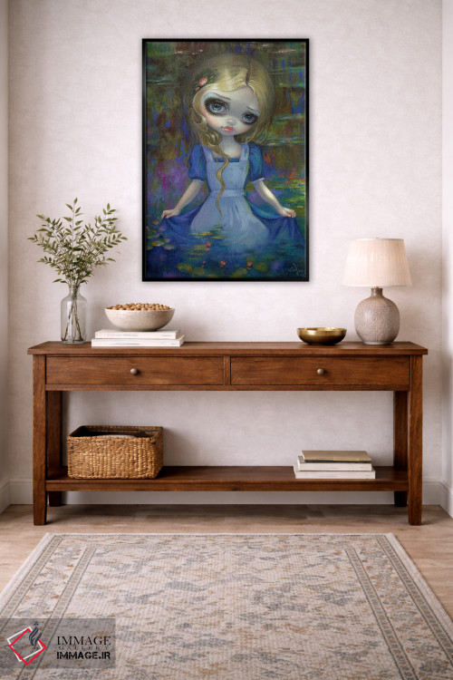 تابلو دکوراتیو آلیس در نیلوفرهای آبی مونه اثر جزمین بکت-گریفیت - D5B