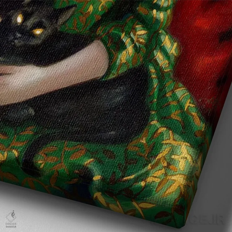 تابلو دکوراتیو شاهزاده با گربه سیاه اثر جزمین بکت-گریفیت - نمای نزدیک بافت بوم