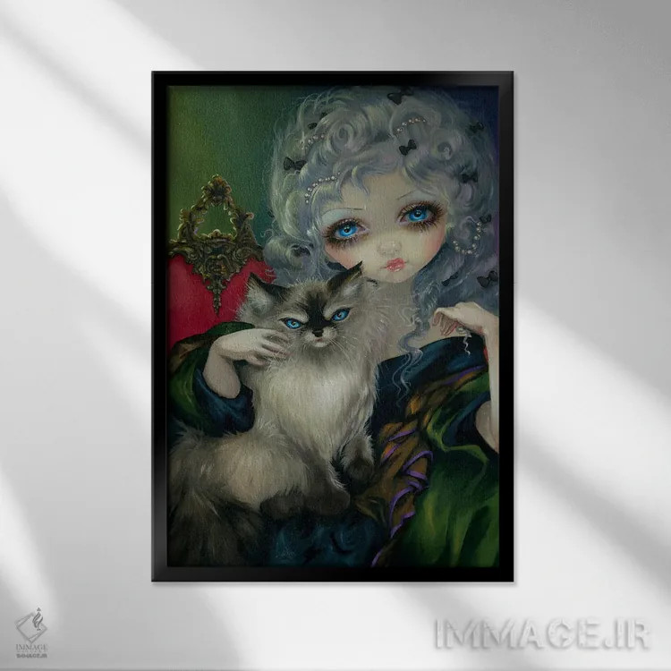 تابلو دکوراتیو شاهزاده با گربه رگ دال اثر جزمین بکت-گریفیت - نمای قابدار مشکی