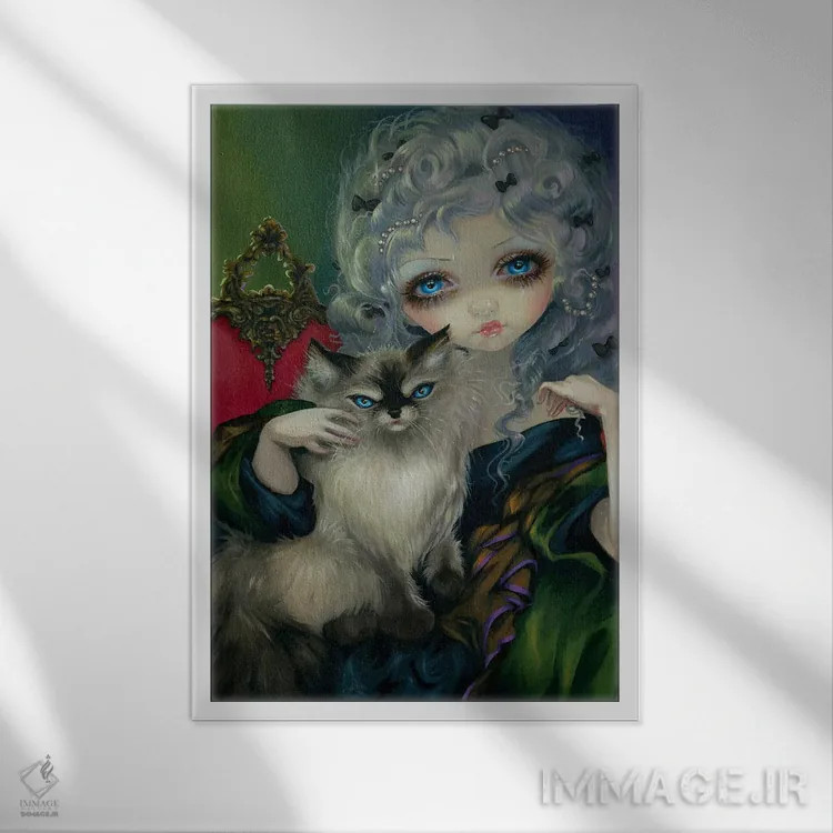 تابلو دکوراتیو شاهزاده با گربه رگ دال اثر جزمین بکت-گریفیت - نمای قابدار سفید