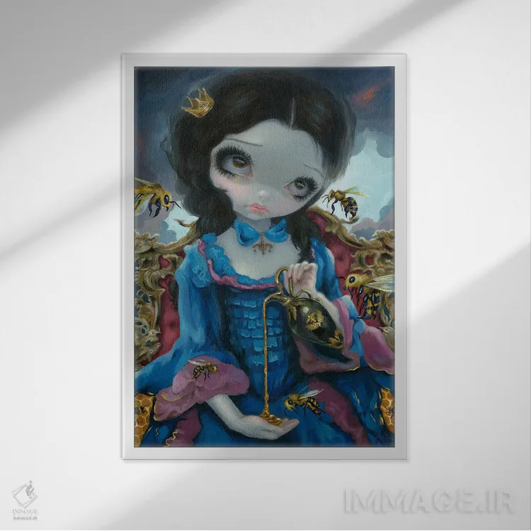 تابلو دکوراتیو ملکه زنبورها اثر جزمین بکت-گریفیت - نمای قابدار سفید