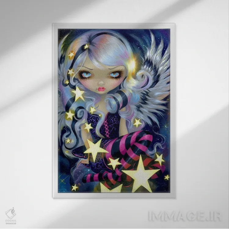 تابلو دکوراتیو فرشته نور ستارگان اثر جزمین بکت-گریفیت - نمای قابدار سفید