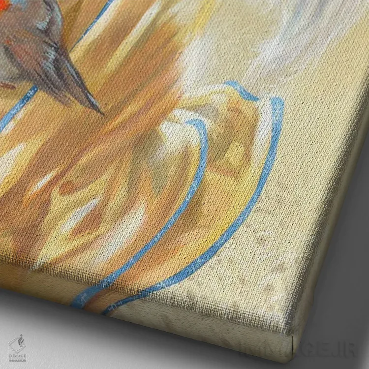 تابلو دکوراتیو فرشته در صومعه گلاستنبری اثر جزمین بکت-گریفیت - نمای نزدیک بافت بوم