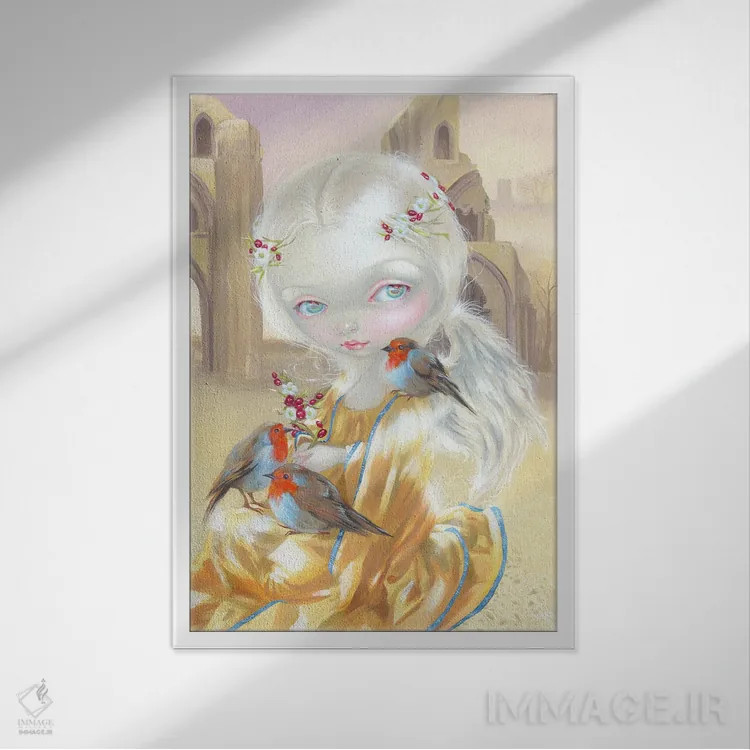 تابلو دکوراتیو فرشته در صومعه گلاستنبری اثر جزمین بکت-گریفیت - نمای قابدار سفید