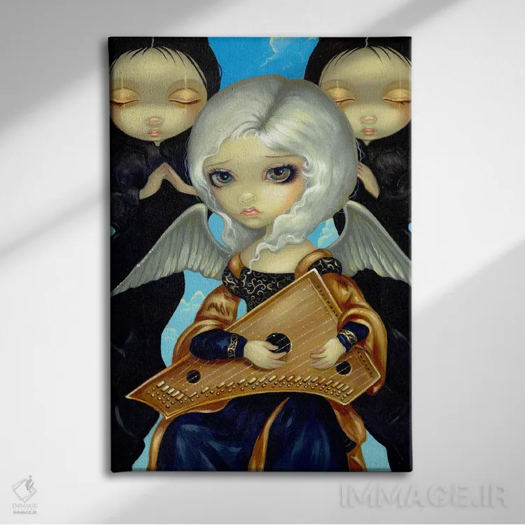 تابلو دکوراتیو فرشته با سالتری اثر جزمین بکت-گریفیت - نمای روبهرو روی دیوار