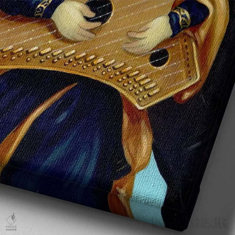 تابلو دکوراتیو فرشته با سالتری اثر جزمین بکت-گریفیت - نمای نزدیک بافت بوم