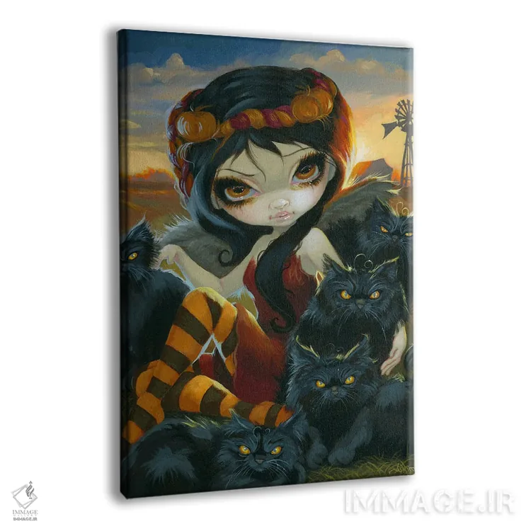 تابلو دکوراتیو گربه های پاییزی اثر جزمین بکت-گریفیت - نمای پرسپکتیو محصول