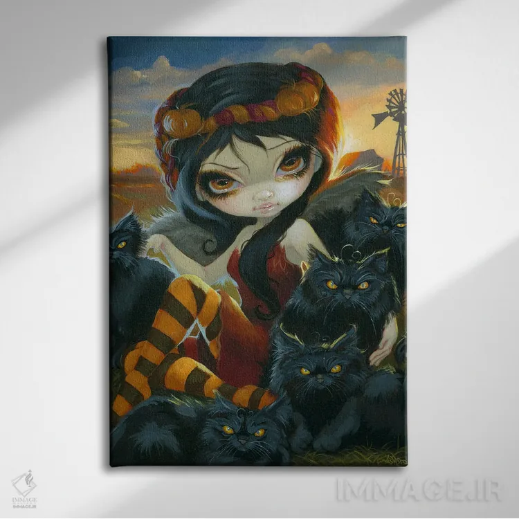 تابلو دکوراتیو گربه های پاییزی اثر جزمین بکت-گریفیت - نمای روبهرو روی دیوار