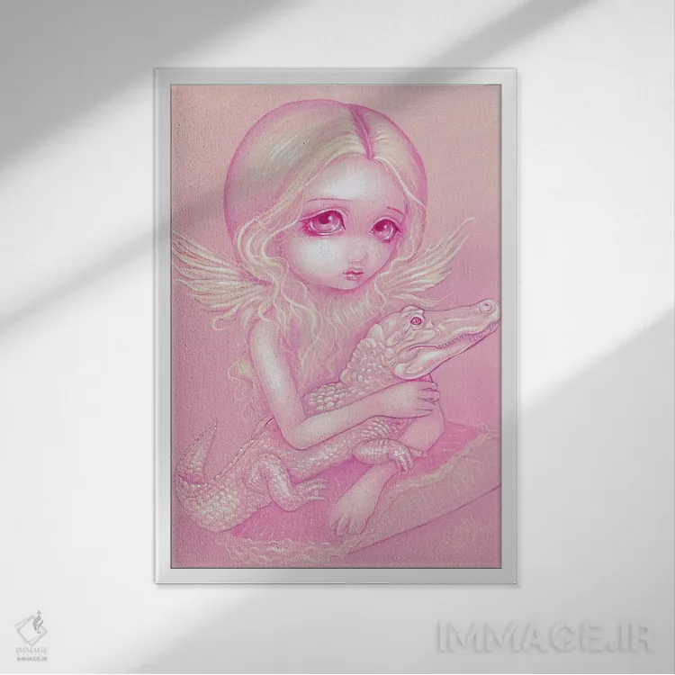 تابلو دکوراتیو فرشته تمساح زال اثر جزمین بکت-گریفیت - نمای قابدار سفید