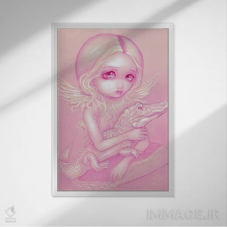 تابلو دکوراتیو فرشته تمساح زال اثر جزمین بکت-گریفیت - نمای قابدار سفید