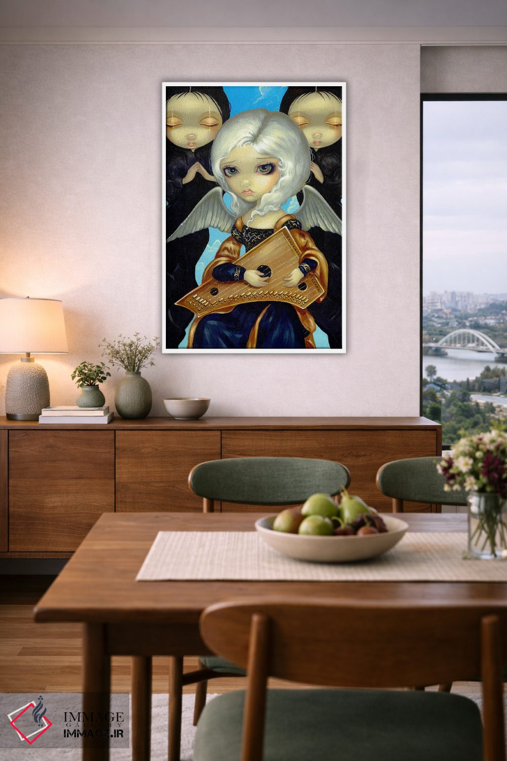 تابلو دکوراتیو فرشته با سالتری اثر جزمین بکت-گریفیت - D6W