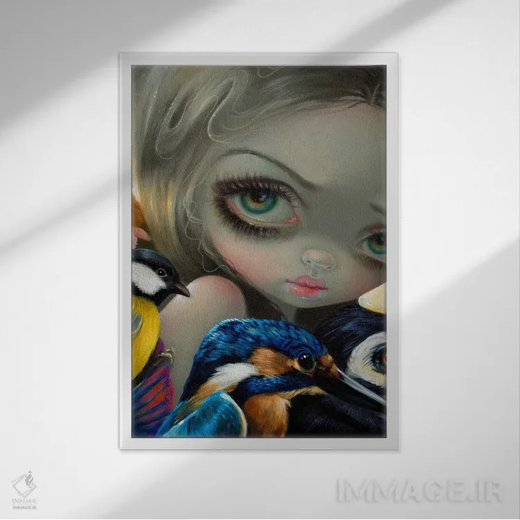 تابلو دکوراتیو آواز پرندگان اثر جزمین بکت-گریفیت - نمای قابدار سفید