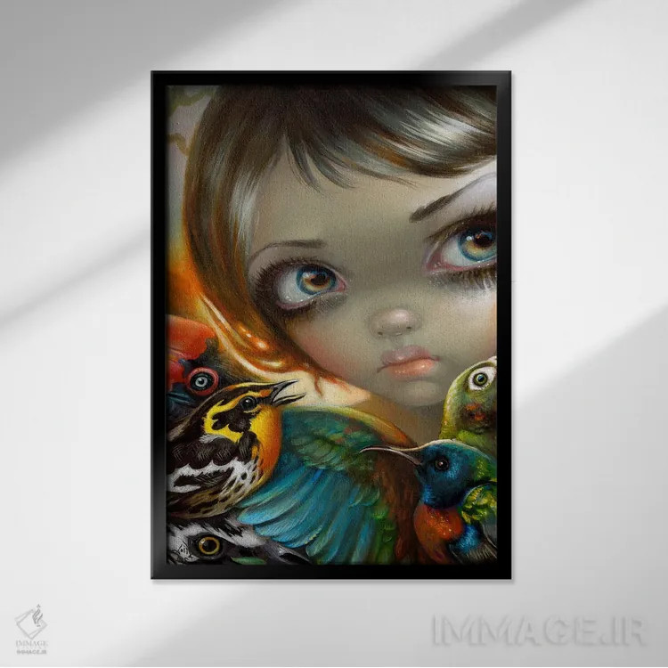 تابلو دکوراتیو آواز پرندگان اثر جزمین بکت-گریفیت - نمای قابدار مشکی