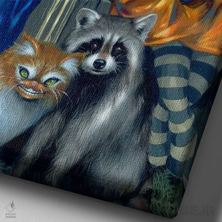 تابلو دکوراتیو آلیس و سفیدبرفی اثر جزمین بکت-گریفیت - نمای نزدیک بافت بوم