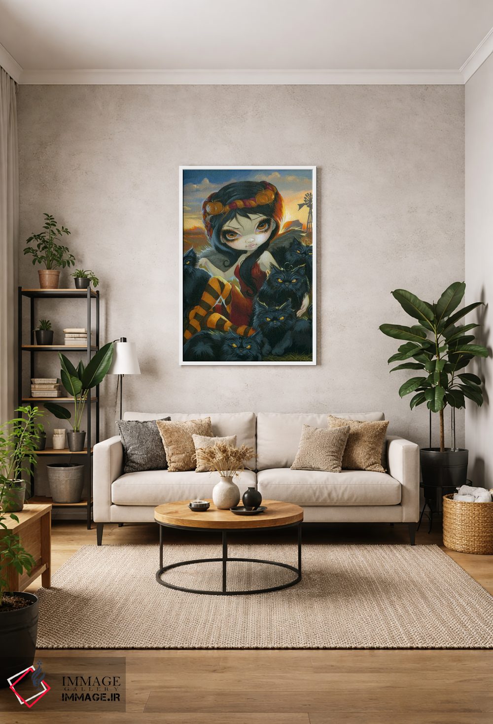 تابلو دکوراتیو گربه های پاییزی اثر جزمین بکت-گریفیت - D1W