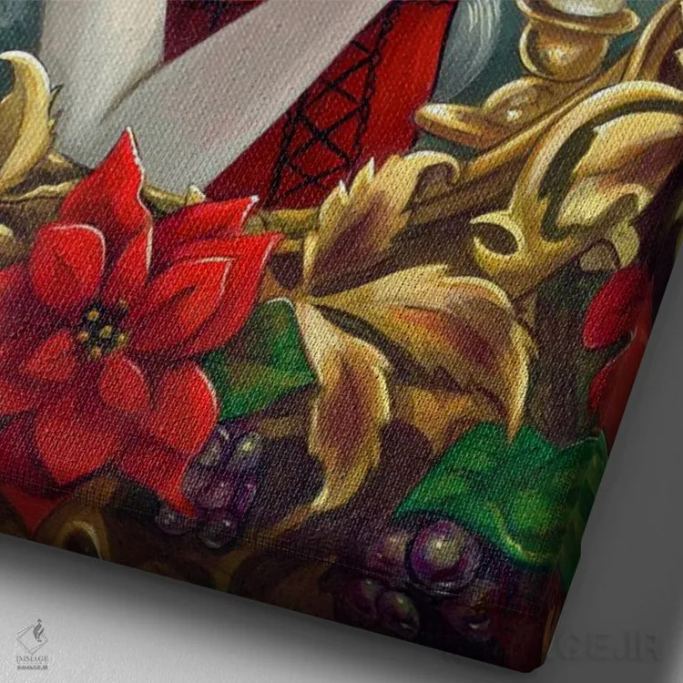 تابلو دکوراتیو شمع کریسمس اثر جزمین بکت-گریفیت - نمای نزدیک بافت بوم