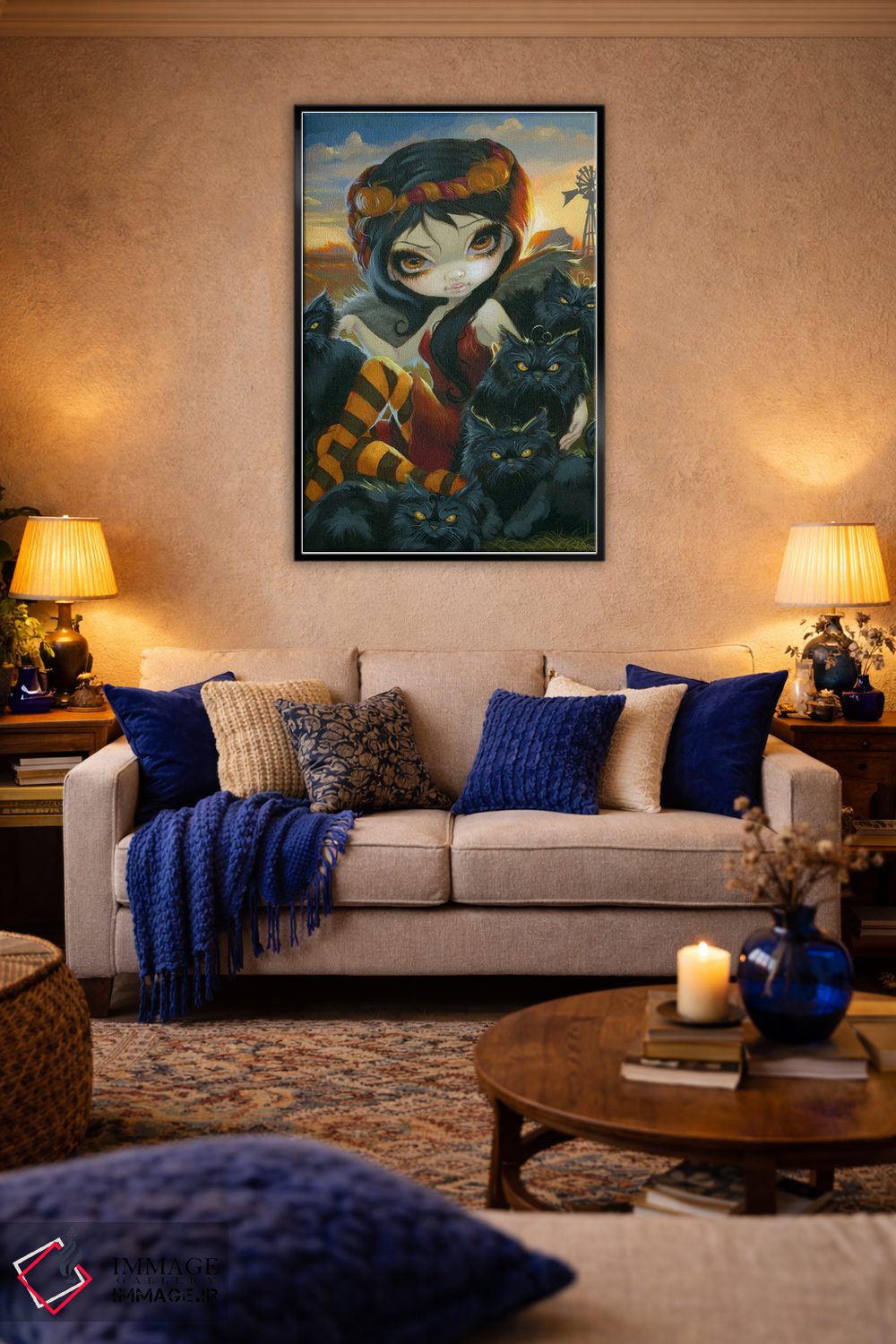 تابلو دکوراتیو گربه های پاییزی اثر جزمین بکت-گریفیت - D4B