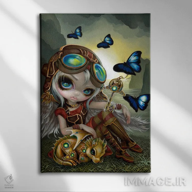 تابلو دکوراتیو اژدهای کوچک چرخ دنده ای اثر جزمین بکت-گریفیت - نمای روبهرو روی دیوار