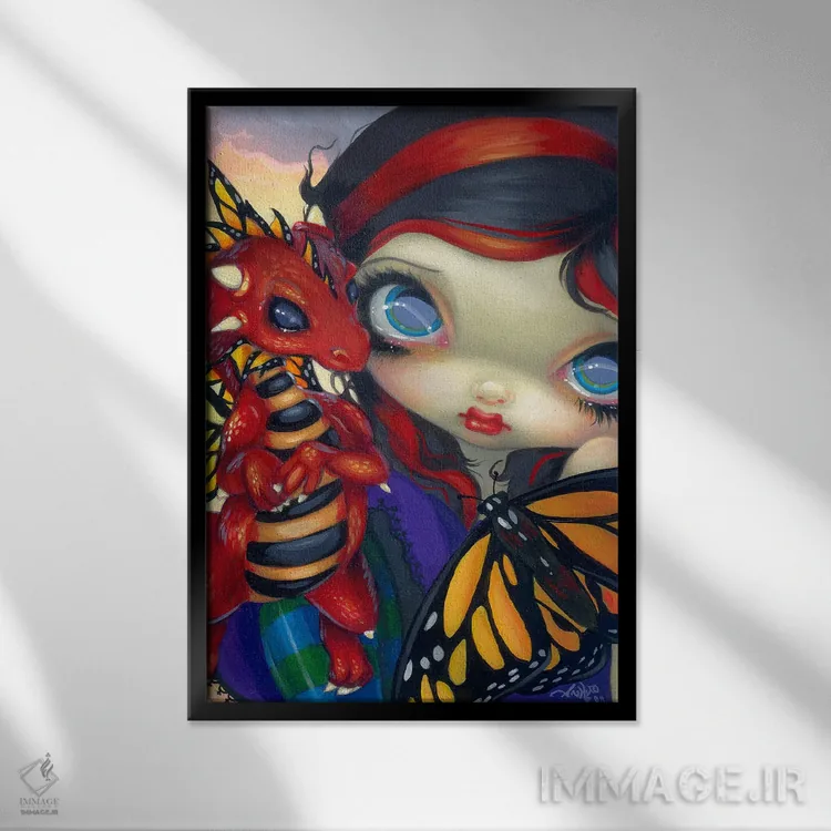 تابلو دکوراتیو اژدهای کوچک عزیز اثر جزمین بکت-گریفیت - نمای قابدار مشکی