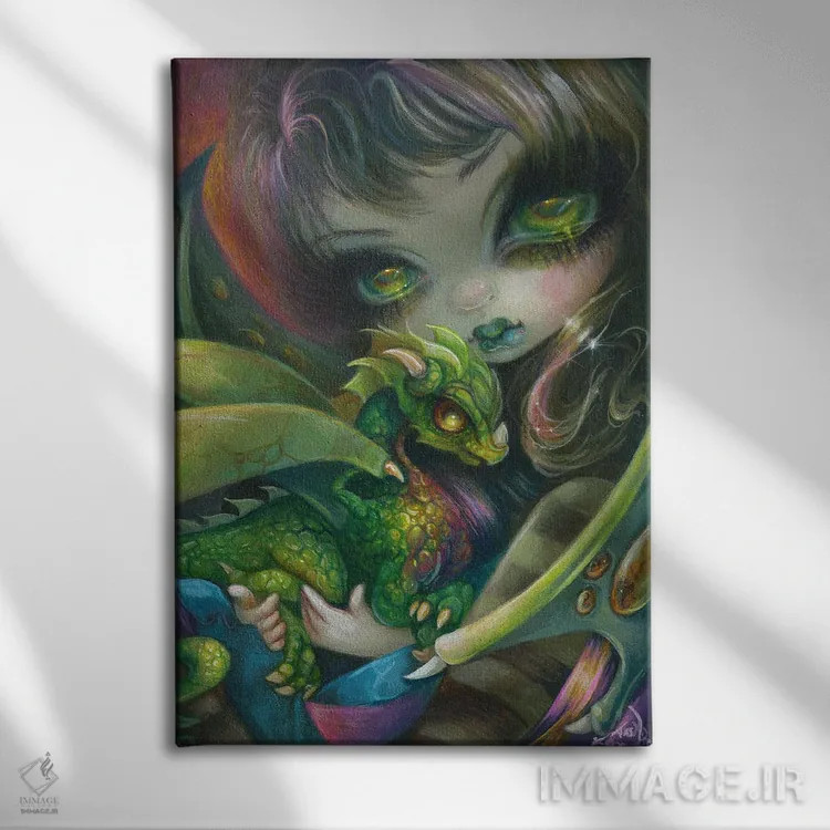 تابلو دکوراتیو اژدهای کوچک عزیز اثر جزمین بکت-گریفیت - نمای روبهرو روی دیوار