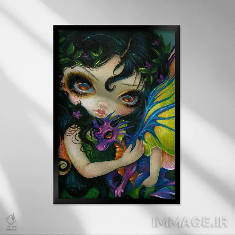 تابلو دکوراتیو اژدهای کوچک عزیز اثر جزمین بکت-گریفیت - نمای قابدار مشکی